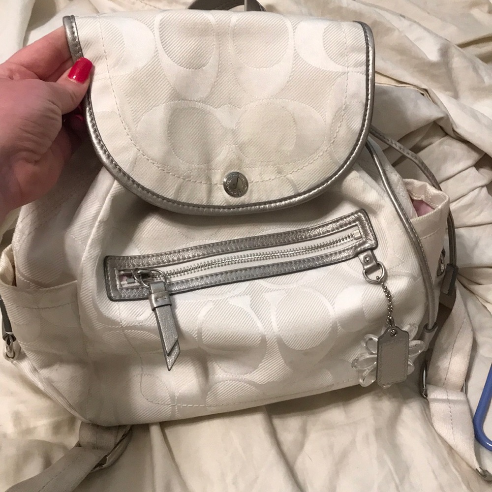White Monogram Coach Backpack